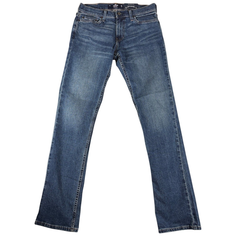 Hollister Slim Straight Jean Mens 30x34 Blue New Stretch Durable Western Premium